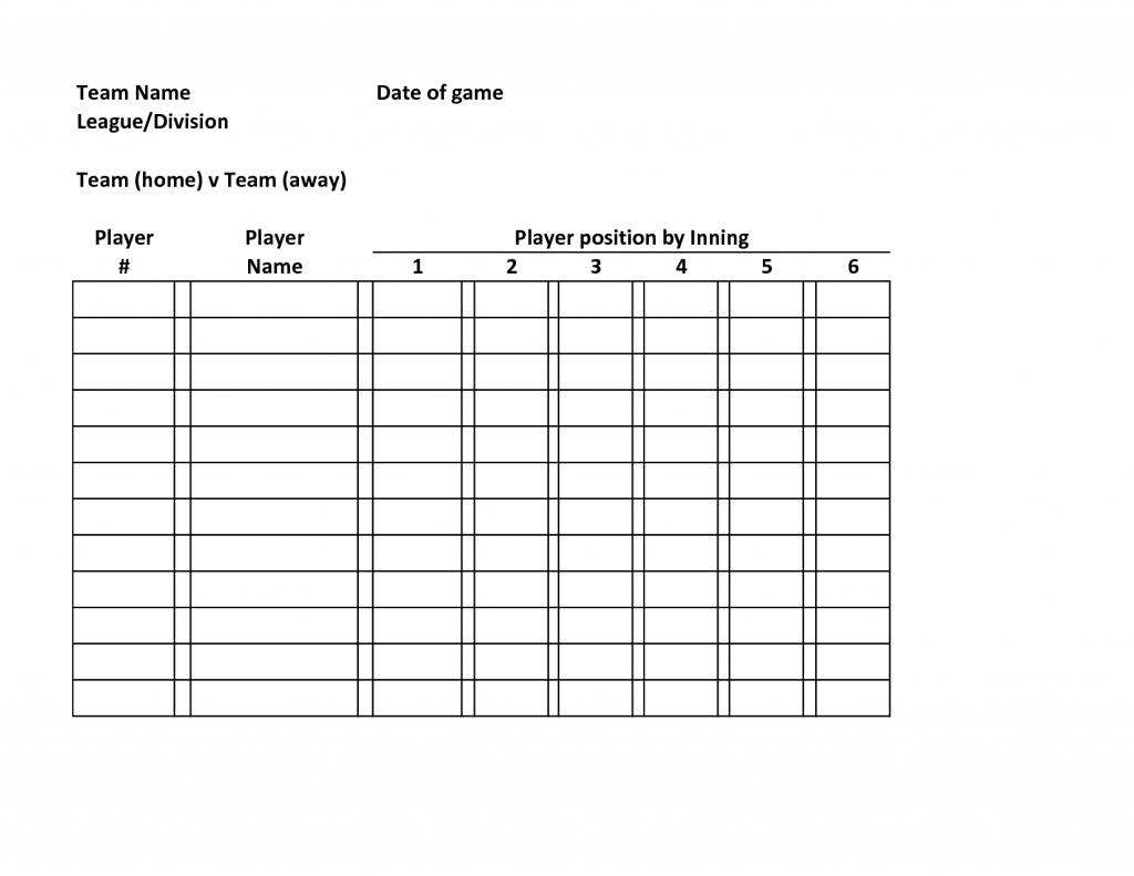 Printable Baseball Lineup Cards Excel Printable Card Free