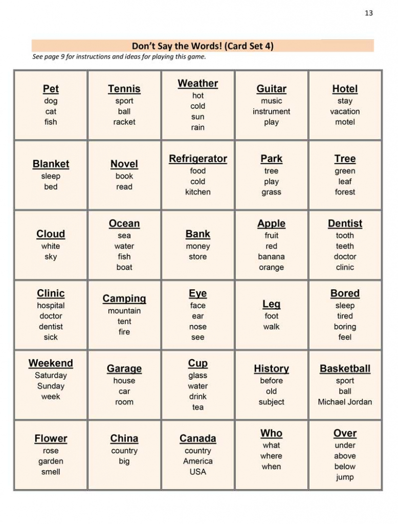 Intermediate Esl Word Games