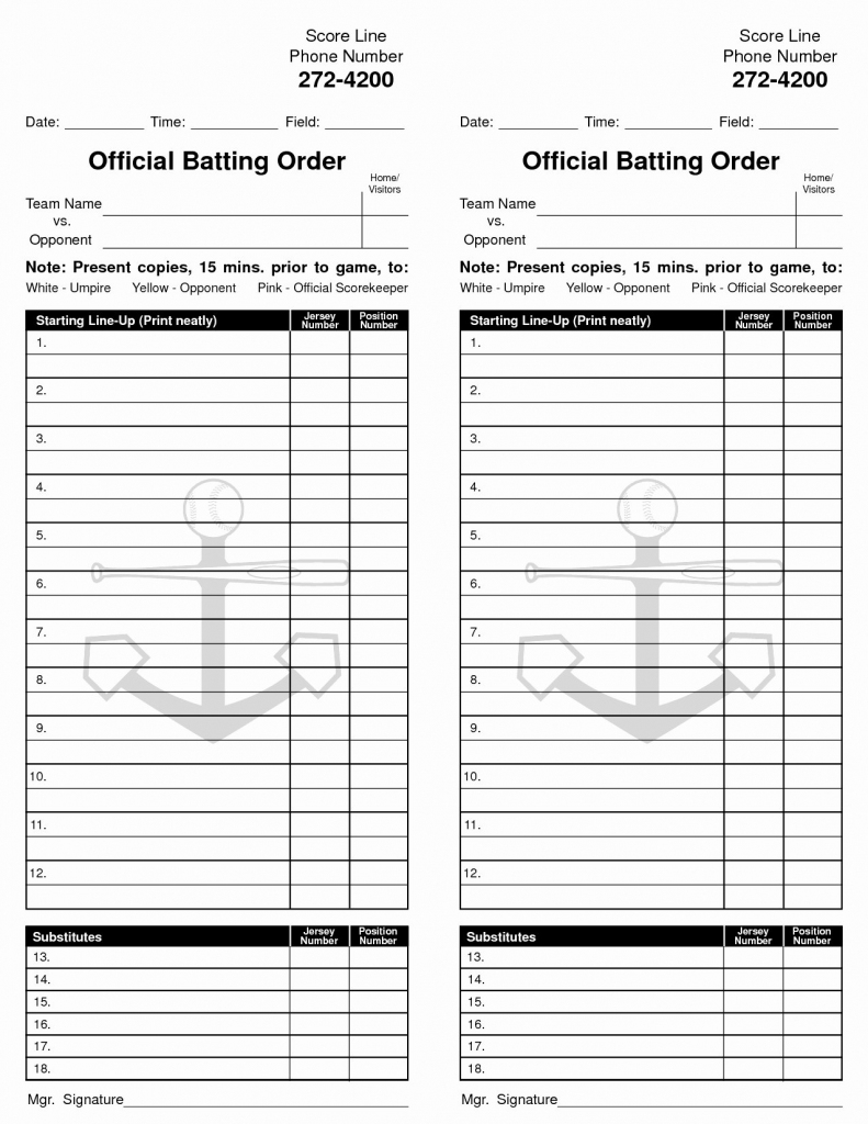 Printable Softball Lineup Cards