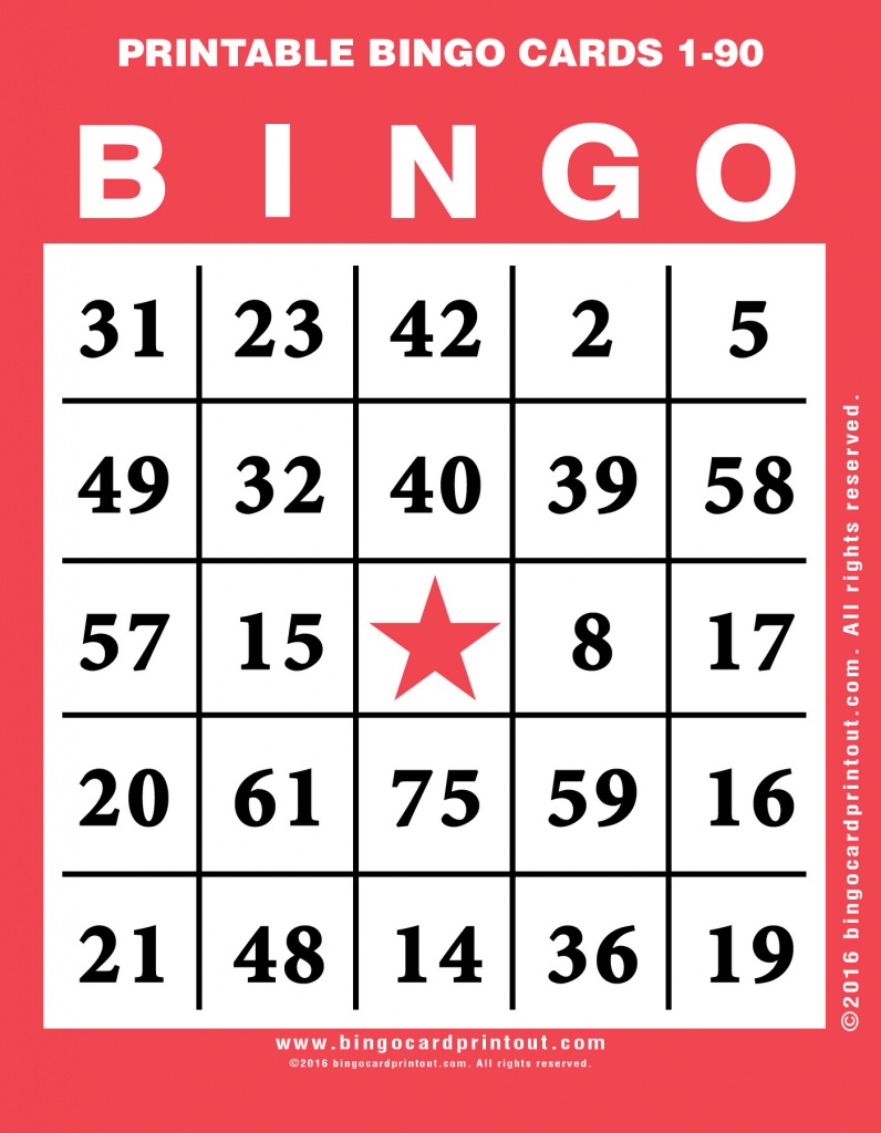 Printable Numbered Bingo Cards Free