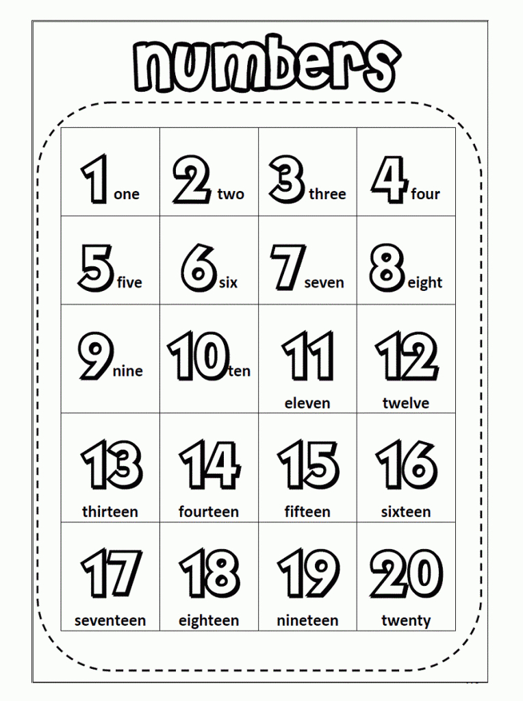 Number Word Flash Cards Printable 1 20 Printable Card Free