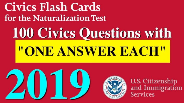 100 Civics Questions With “One Answer Each” For U.s. Citizenship | Us ...