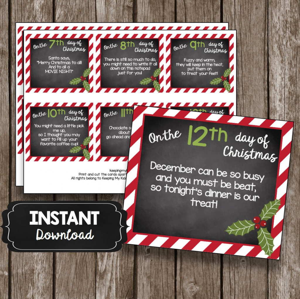 12 Days Of Christmas Teacher Cards Printable Diy Gift | Etsy | 12 Days Of Christmas Cards Printable