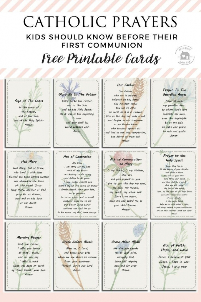 12 Prayers Kids Should Know Before Their First Communion | Religious | Free Printable Catholic Prayer Cards