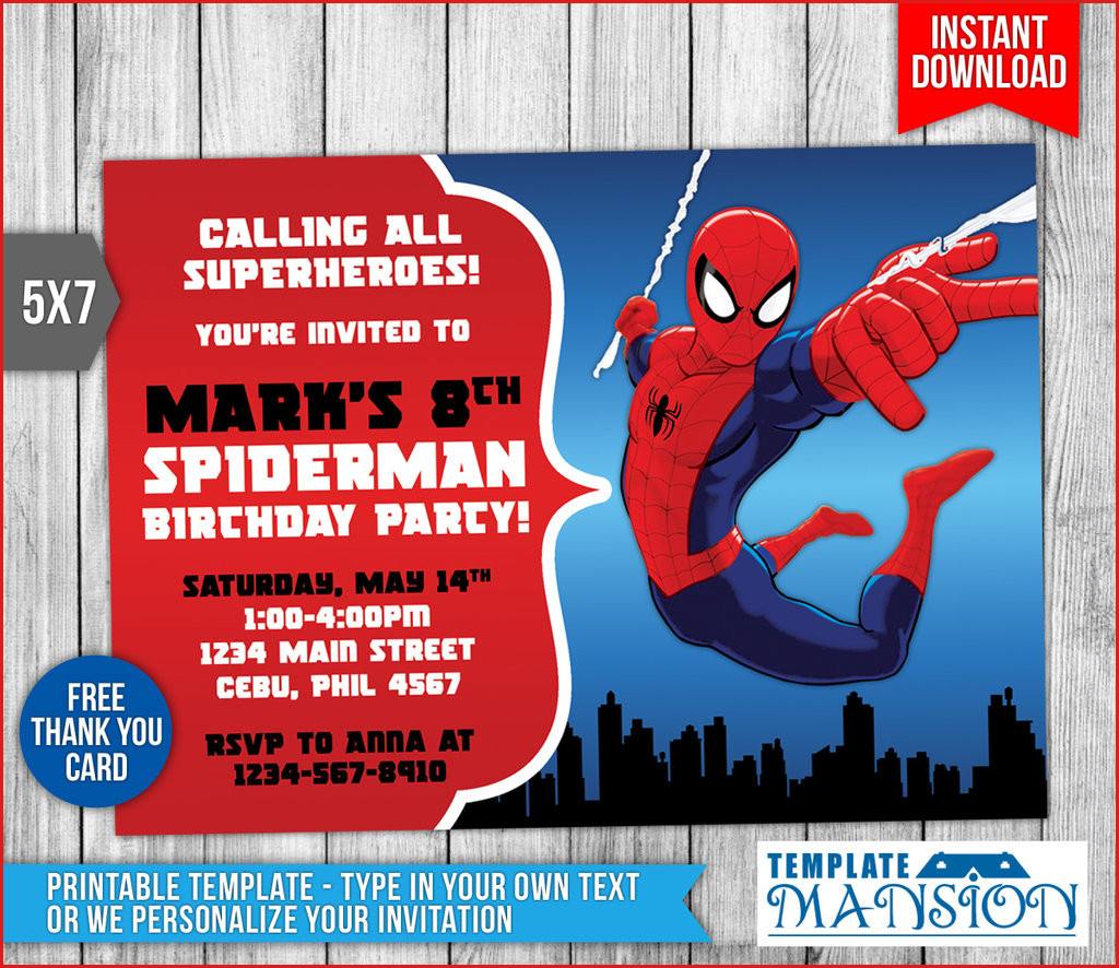 13 Cool Spiderman Birthday Cards Printable : Lenq | Spiderman Thank You Cards Printable