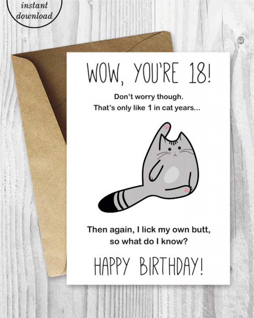 18Th Birthday Printable Cards Printable Funny Birthday Cards | Etsy | Printable Funny 70Th Birthday Cards