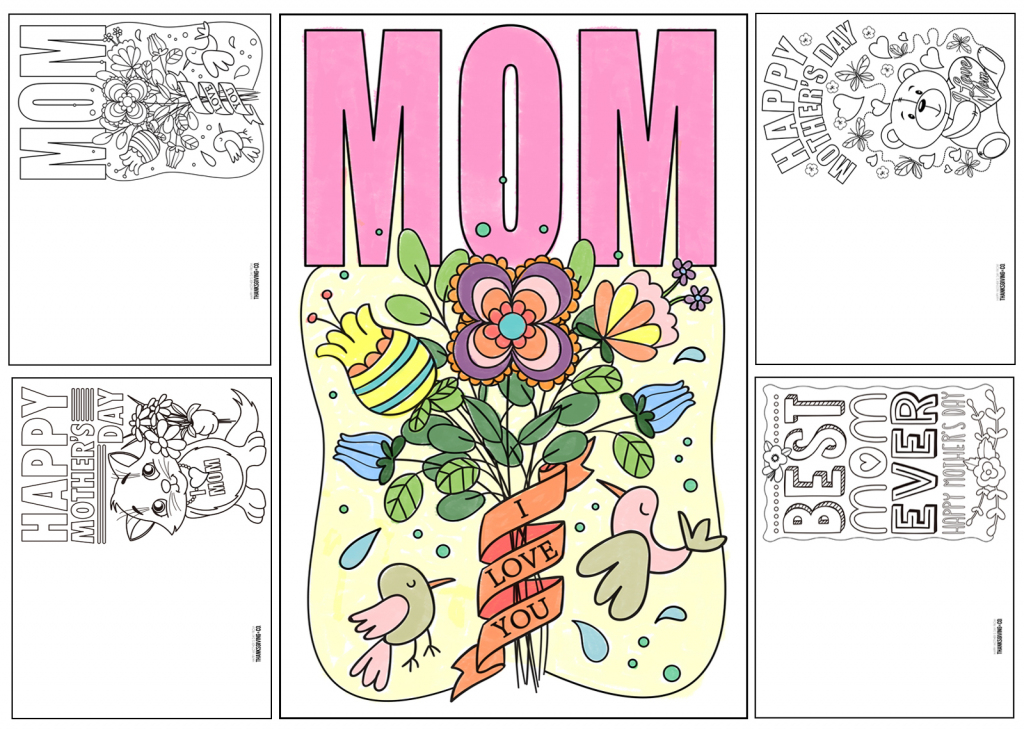 4 Free Printable Mother&amp;#039;s Day Ecards To Color - Thanksgiving | Free Printable Cards To Color