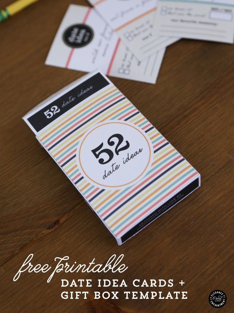 52 Date Night Ideas Printable Cards + Gift Box | Remodelaholic | Free Printable Play Date Cards