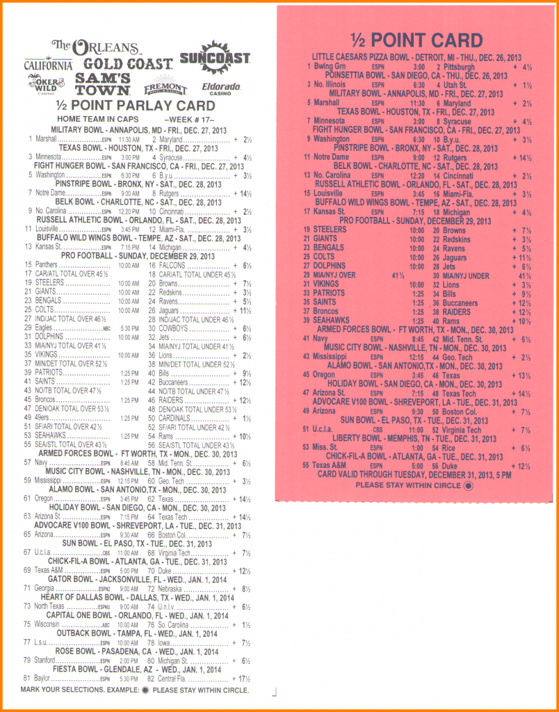 Football Parlay Cards Printable Printable Card Free