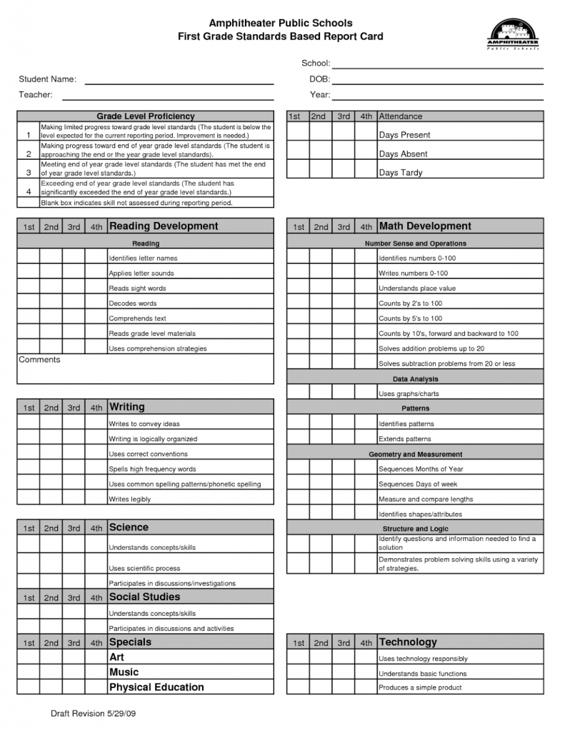 7 Best Kindergarten Report Card Templates Free - D-Templates | Free Printable Kindergarten Report Cards