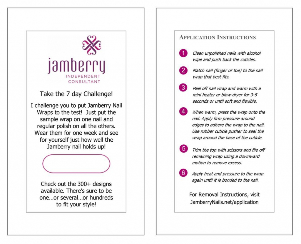 7 Day Challenge Card 50 Pack | Jams | 7 Day Challenge, Jamberry | Jamberry 7 Day Challenge Cards Printable