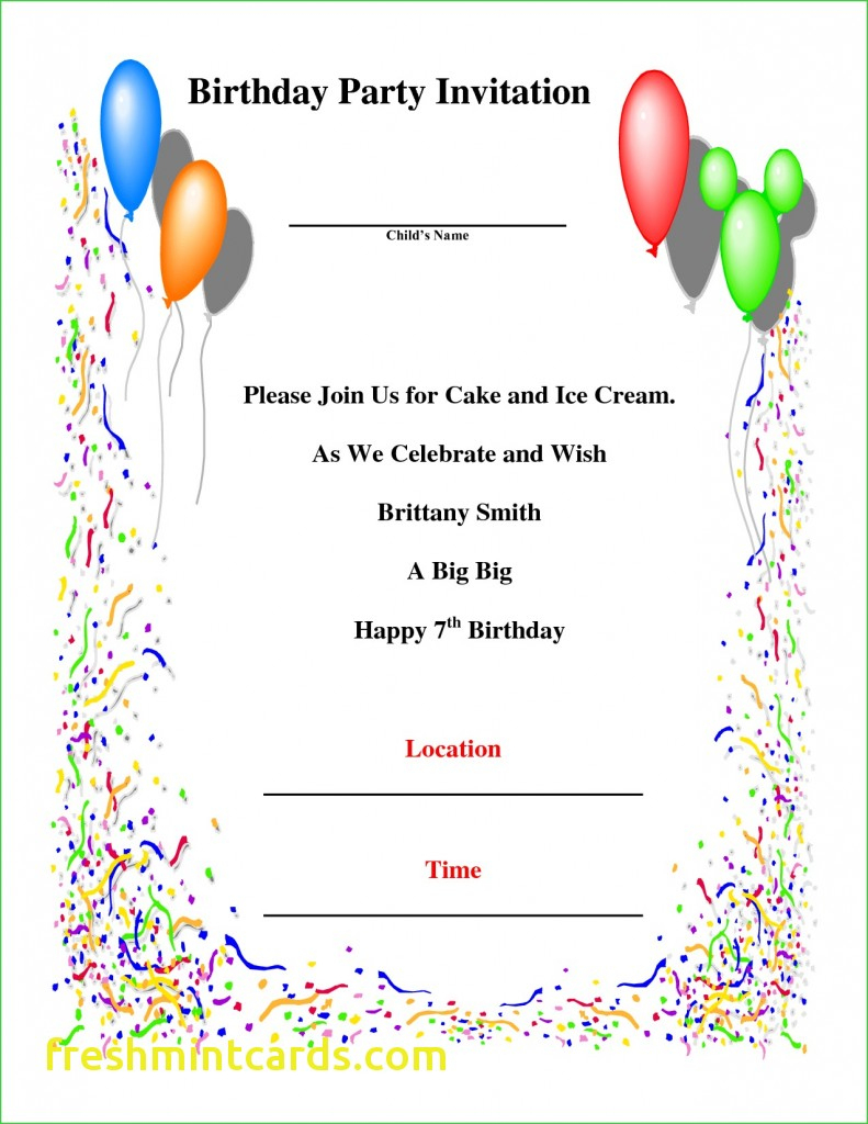 7Th Birthday Invitation Card Printable - Under.bergdorfbib.co | 7Th Birthday Card Printable