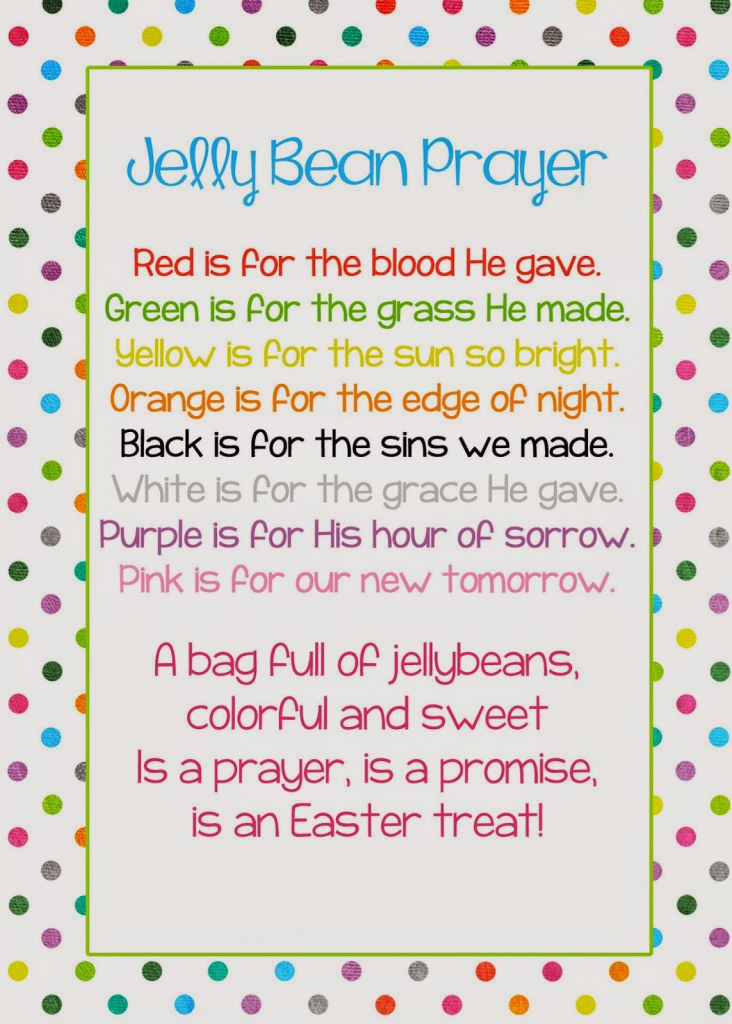 A Pocket Full Of Lds Prints: Jelly Bean Prayer Poem - Easter Freebie | Jelly Bean Prayer Printable Cards