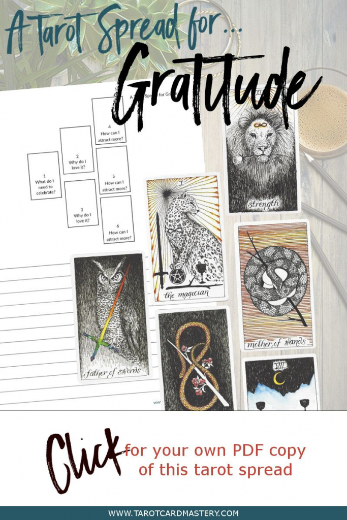 A Tarot Spread For Gratitude | Tarot Card Spreads | Tarot, Tarot | Printable Tarot Cards Pdf Free