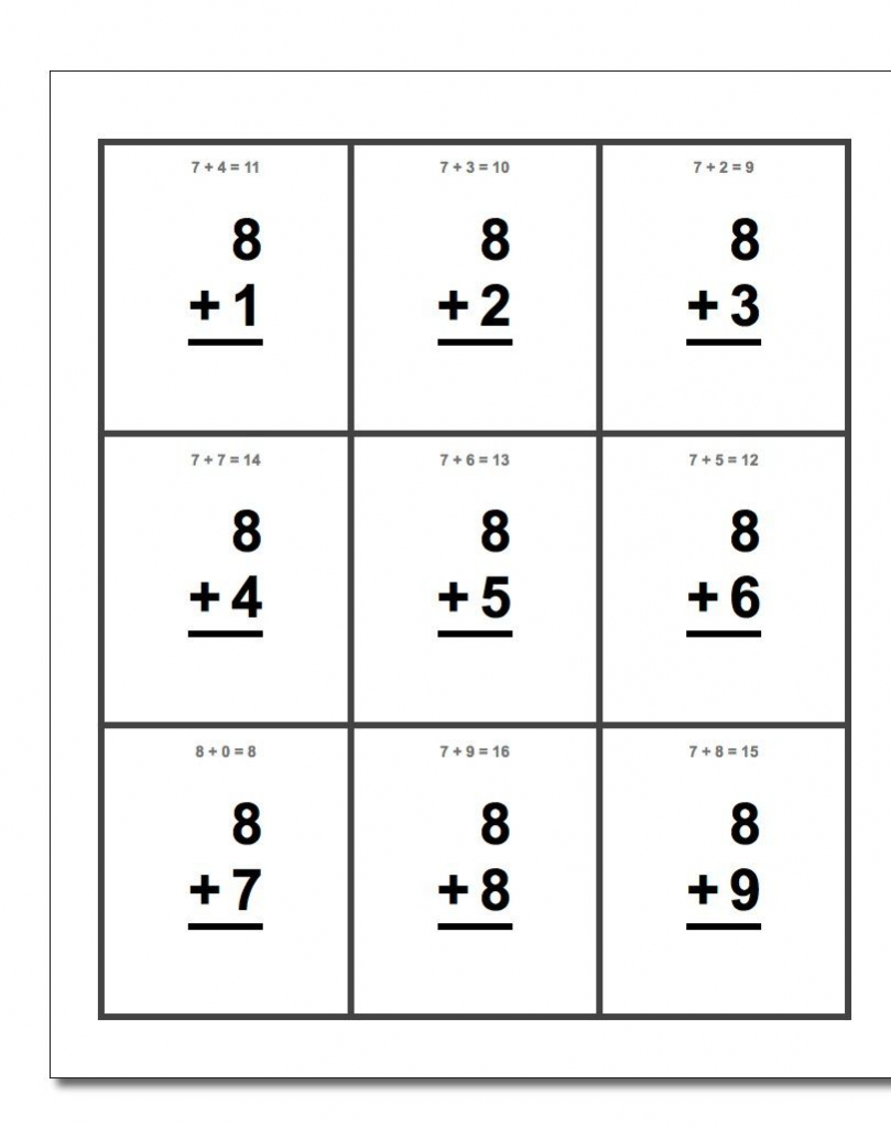 grade 1 math flash card printable