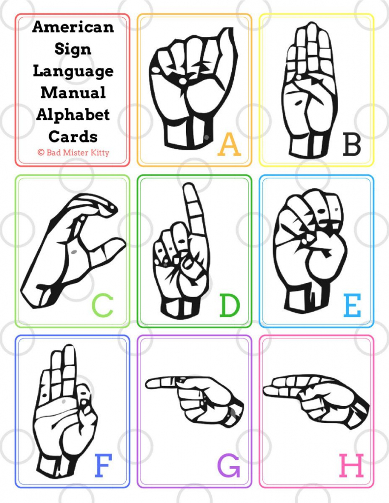 Asl Manual Alphabet Printable Flashcards | Bad Mister Kitty | Sign Language Alphabet Printable Flash Cards