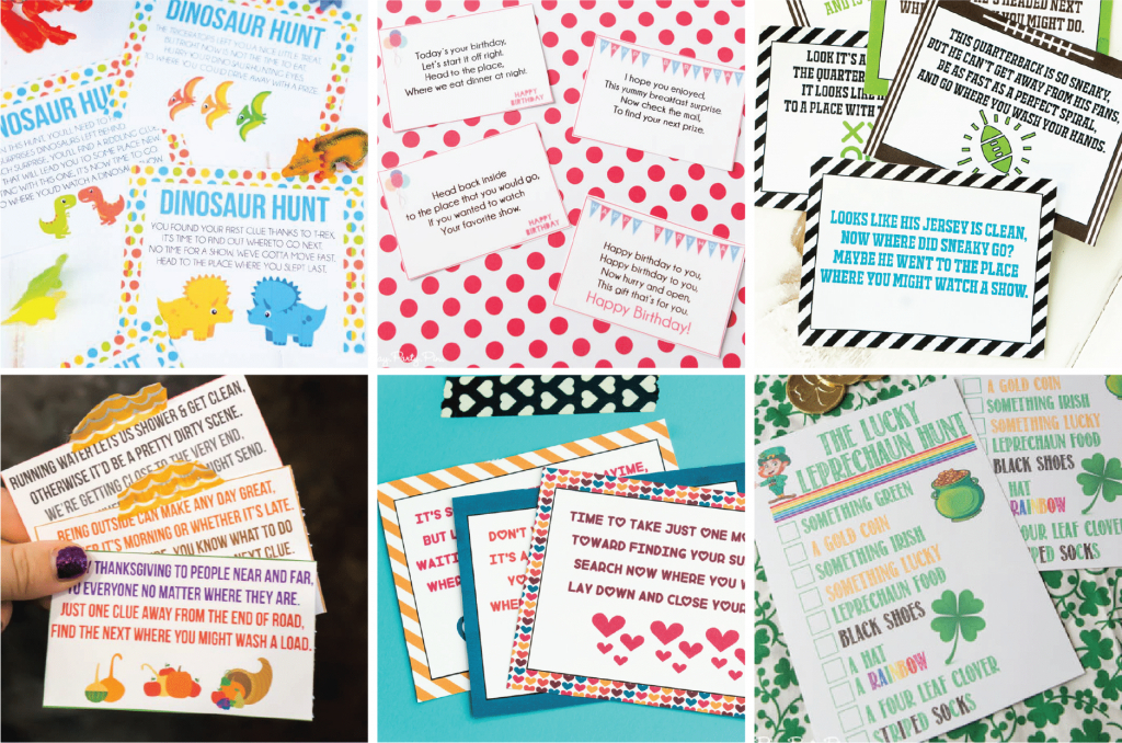 Awesome Scavenger Hunt Ideas For All Ages - Play Party Plan | Treasure Hunt Printable Clue Cards