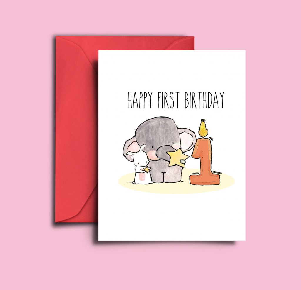 Baby First Birthday Card 1 Year Old Girl Baby 1St Birthday | Etsy | Printable 1 Year Old Birthday Card