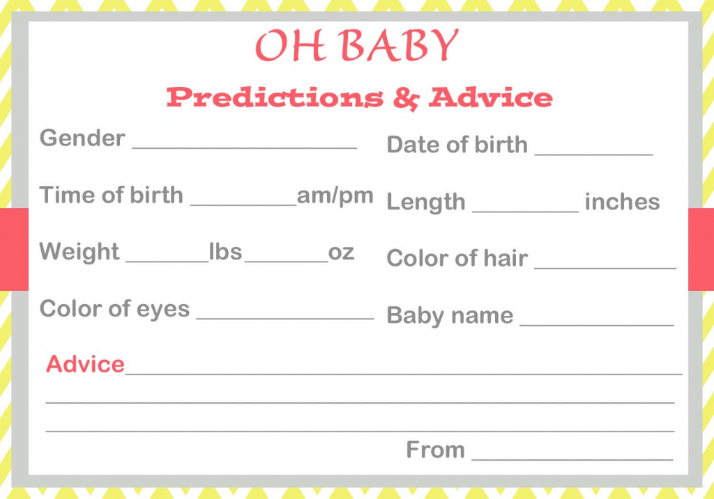 Baby Shower Baby Prediction Cards | Baby Prediction And Advice Cards Free Printable