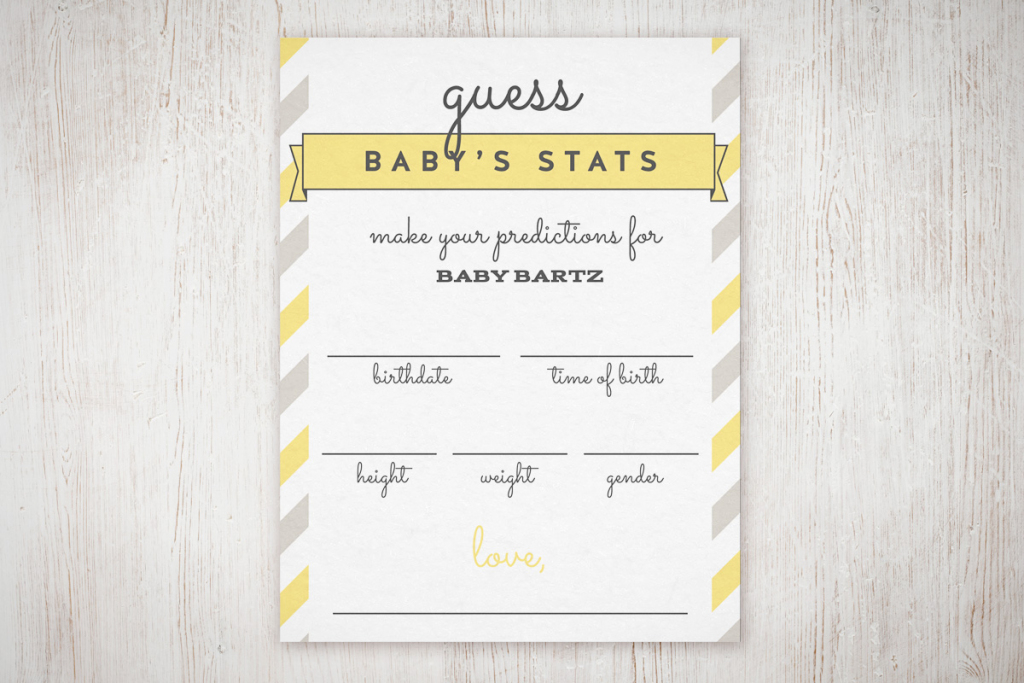 Baby Shower &amp;quot;guess The Stats&amp;quot; Free Printable | The Little Umbrella | Baby Prediction And Advice Cards Free Printable