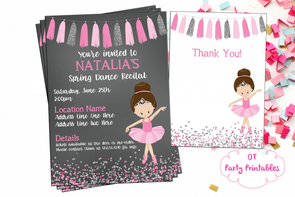 Ballet Recital Invitation Ballerina Dance Invitation Dance | Etsy | Free Printable Dance Recital Cards