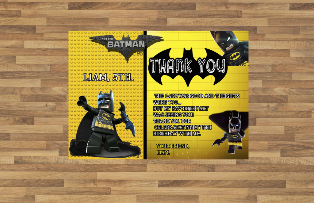 Batman Superhero Birthday Party Thank You Card Printable | Etsy | Batman Thank You Cards Printable