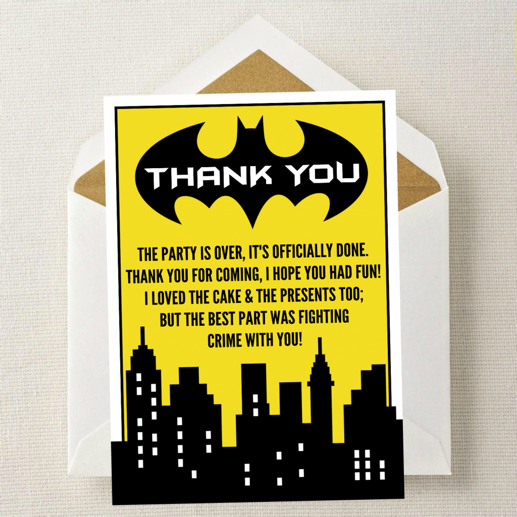 Batman Thank You Card // Batman Birthday Thank You // | Etsy | Batman Thank You Cards Printable