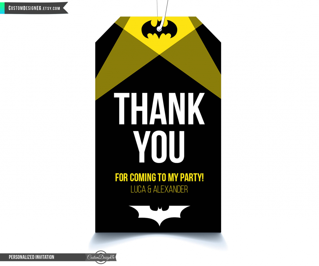 Batman Thank You Tags, Batman Tags, Batman Birthday Party, Batman | Batman Thank You Cards Printable