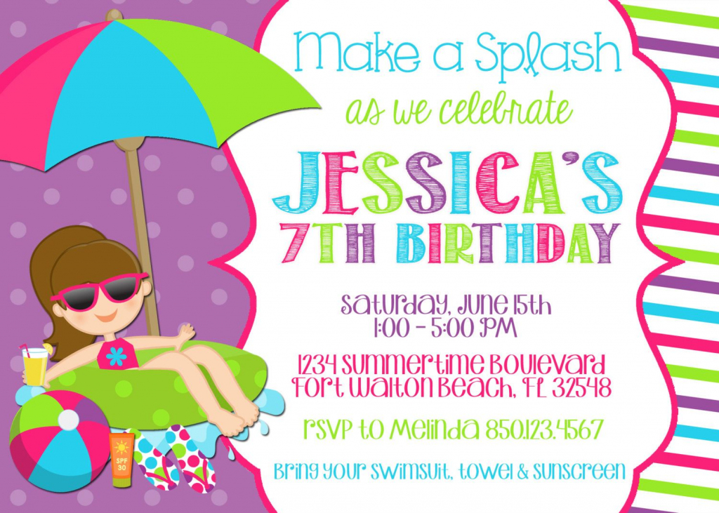 Best Pool Party Invitation Ideas | Invitations Card | 7Th Birthday Invitation Card Printable