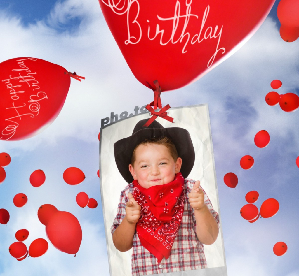 Birthday Card With Flying Balloons! Printable Photo Template | Printable Birthday Card Maker