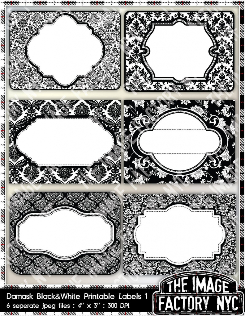 Black And White Damask Printable Labels &amp;amp; Tags, For Gift Tags, Place | Free Printable Damask Place Cards