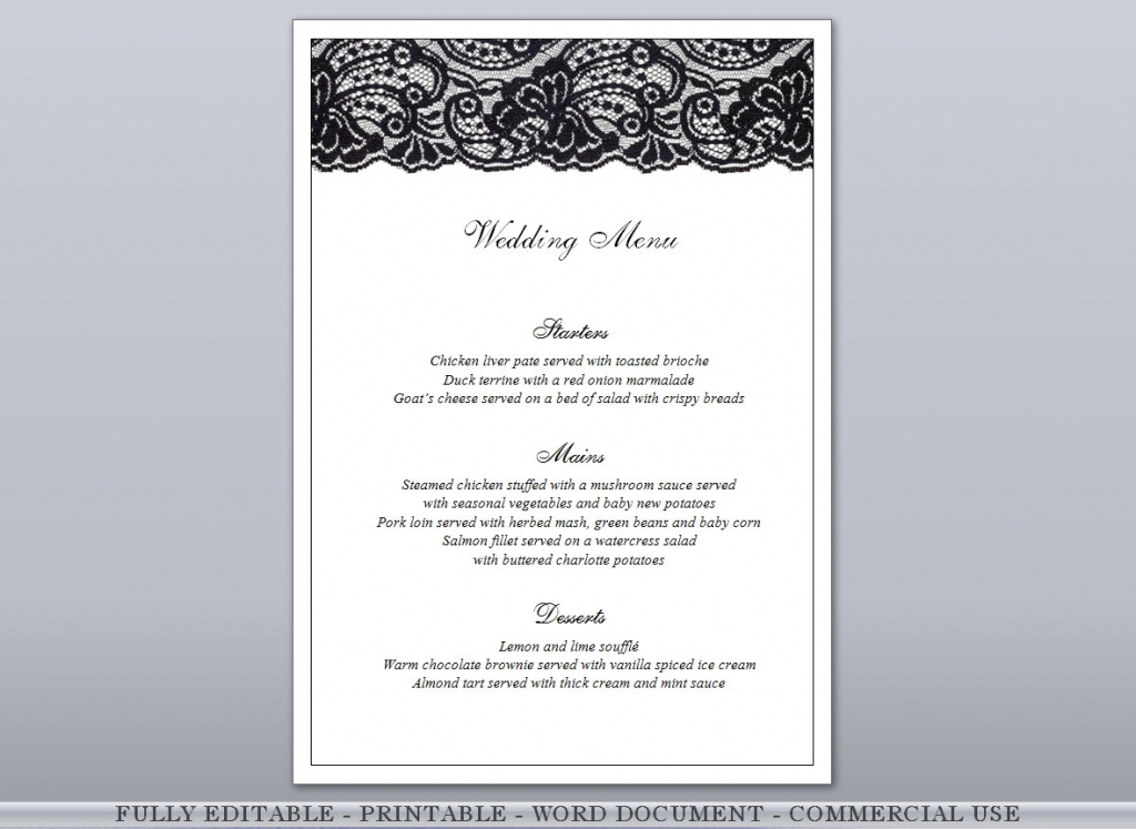 Black Lace Fully Editable Printable Menu &amp;amp; Free Place Cards | Etsy | Free Printable Damask Place Cards