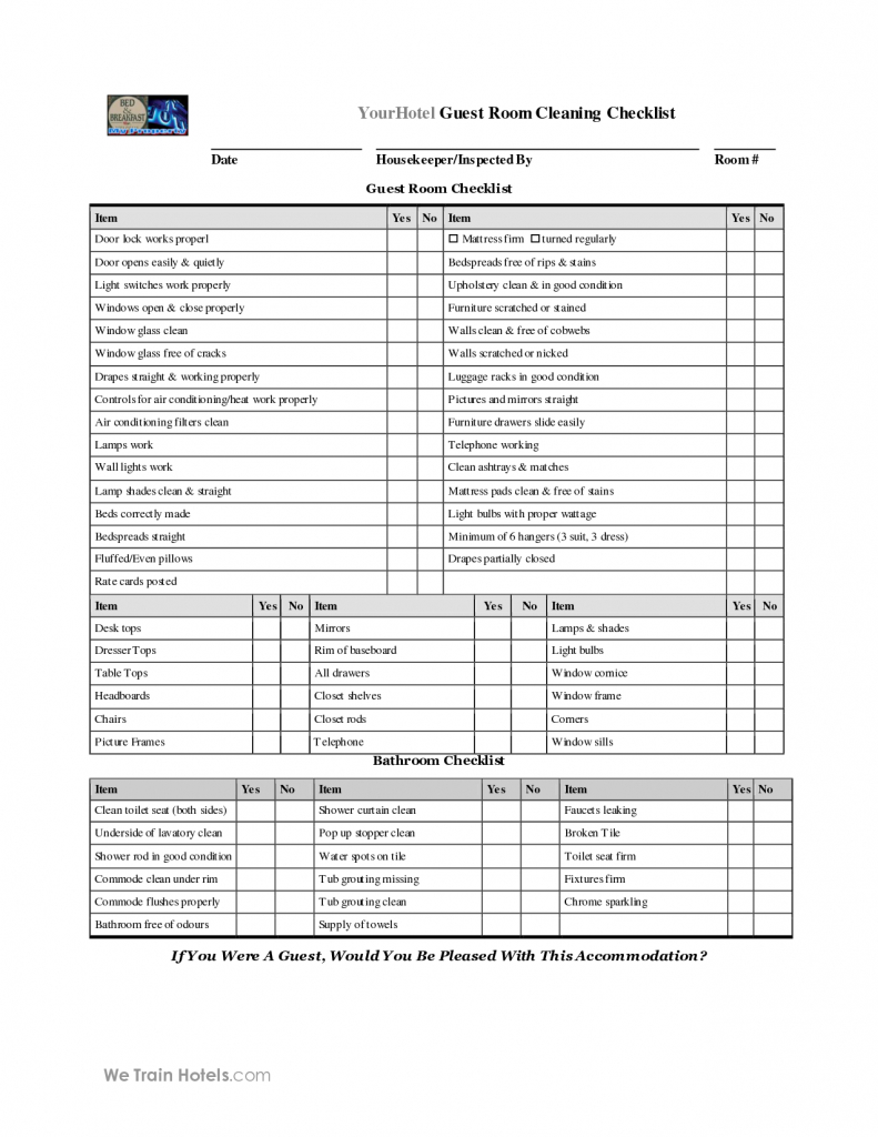 Free Printable Housekeeping For Apartments Complex