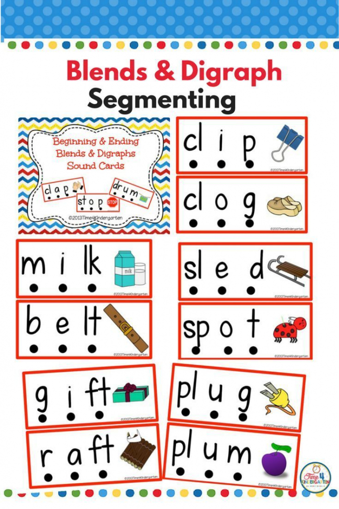 Blends And Digraphs Cards For Sound Segmenting | Kinderland | Free Printable Blending Cards