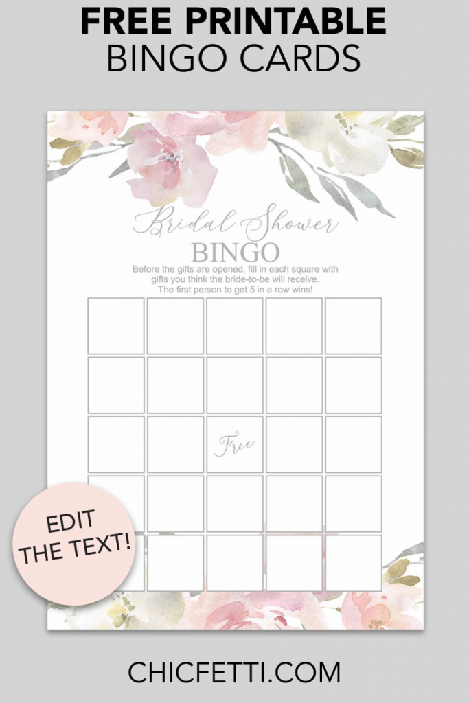 Blush Floral Printable Bridal Shower Bingo | Free Wedding Printables | Printable Blank Bridal Shower Bingo Cards