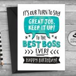 Boss Birthday Card Card For Boss Boss Appreciation Card | Etsy | Happy Boss&#039;s Day Cards Printable