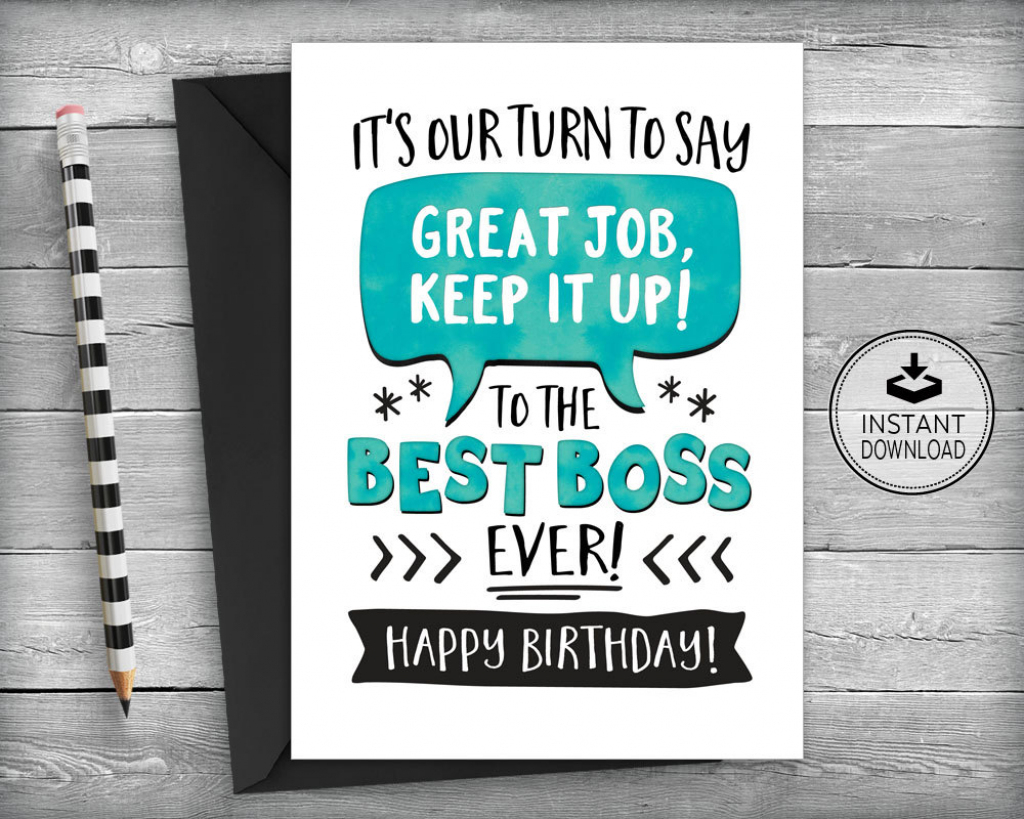Boss Birthday Card Card For Boss Boss Appreciation Card | Etsy | Happy Boss&amp;amp;#039;s Day Cards Printable