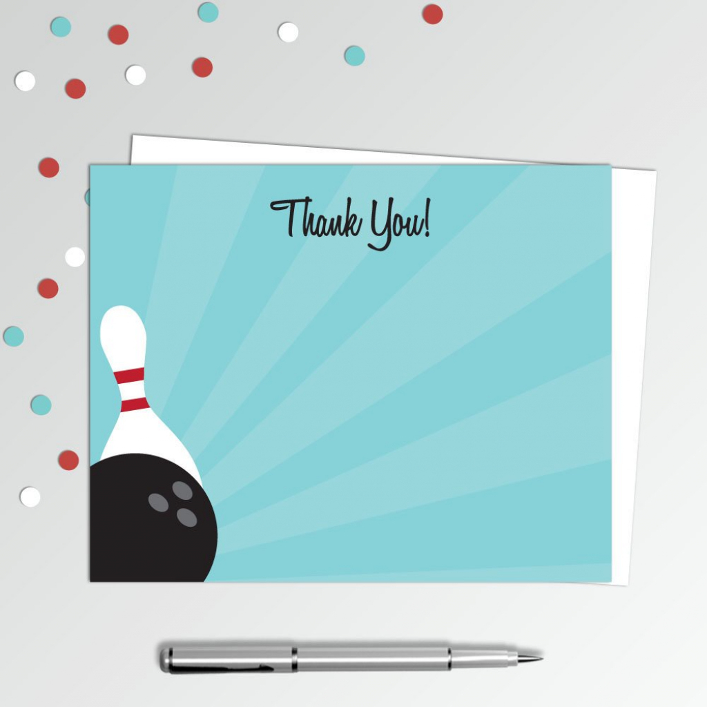 Bowling Thank You Cards - Bowling Birthday Party - Printable Thank You Note  - Birthday Thank You Notes - 4X5&amp;quot; Flat Card - Printable Card | Bowling Birthday Cards Printable