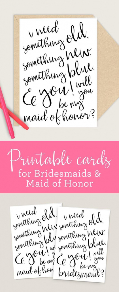 Bridesmaid &amp; Maid Of Honor Printable Cards, 4X6 5X7 Pdf, Will You Be | Printable Bridesmaid Proposal Cards