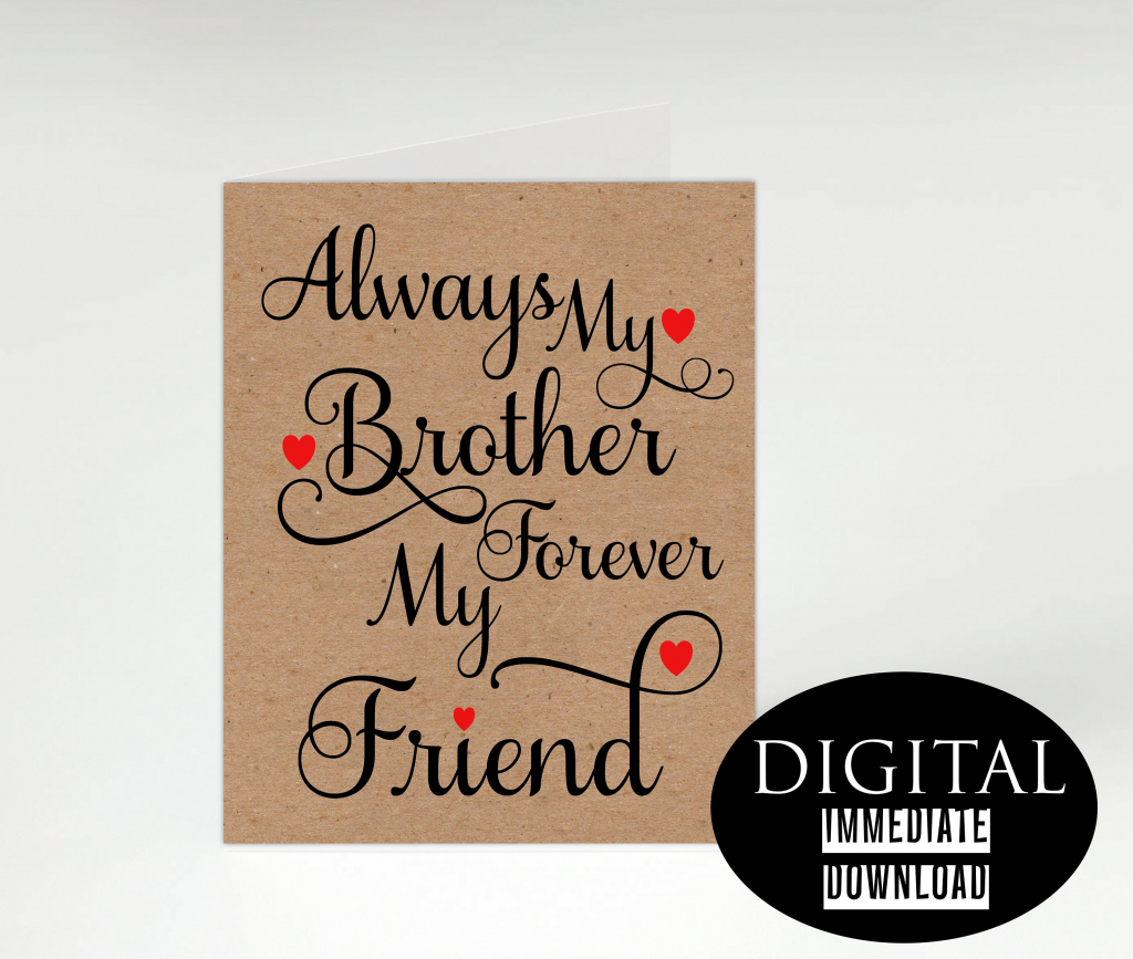 Brother Birthday Card,printable Card,instant Download, Birthday Card | Happy Birthday Brother Cards Printable