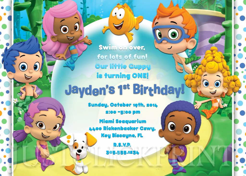 Bubble Guppies Birthday Invitation Printable Boy/girl From Just | Bubble Guppies Printable Birthday Cards