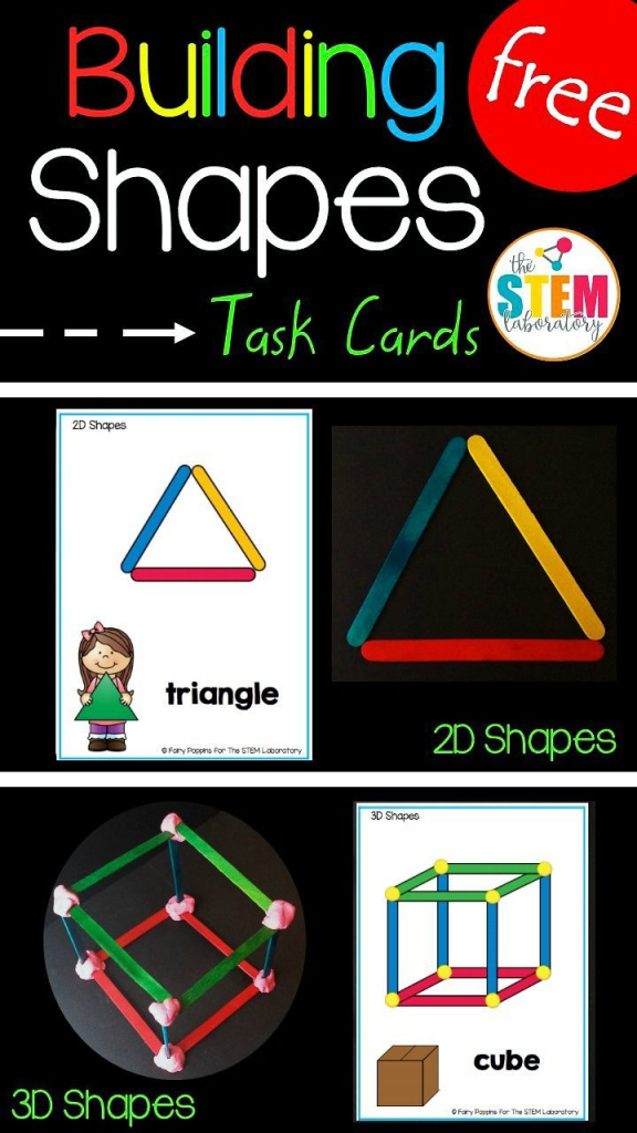 Building Shapes Stem Cards | Teaching Math | Preschool Math | Popsicle Stick Pattern Cards Printable