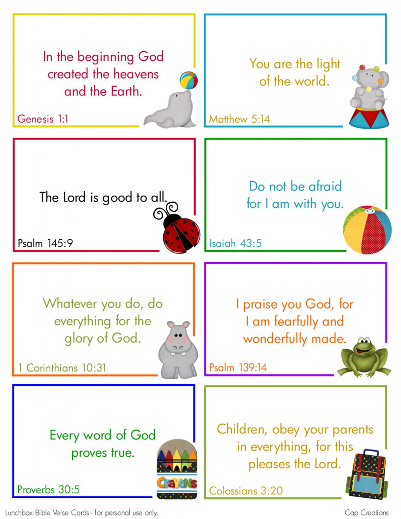Cap Creations: Free Printable Lunchbox Bible Verse Cards | Free Printable Bible Verse Cards