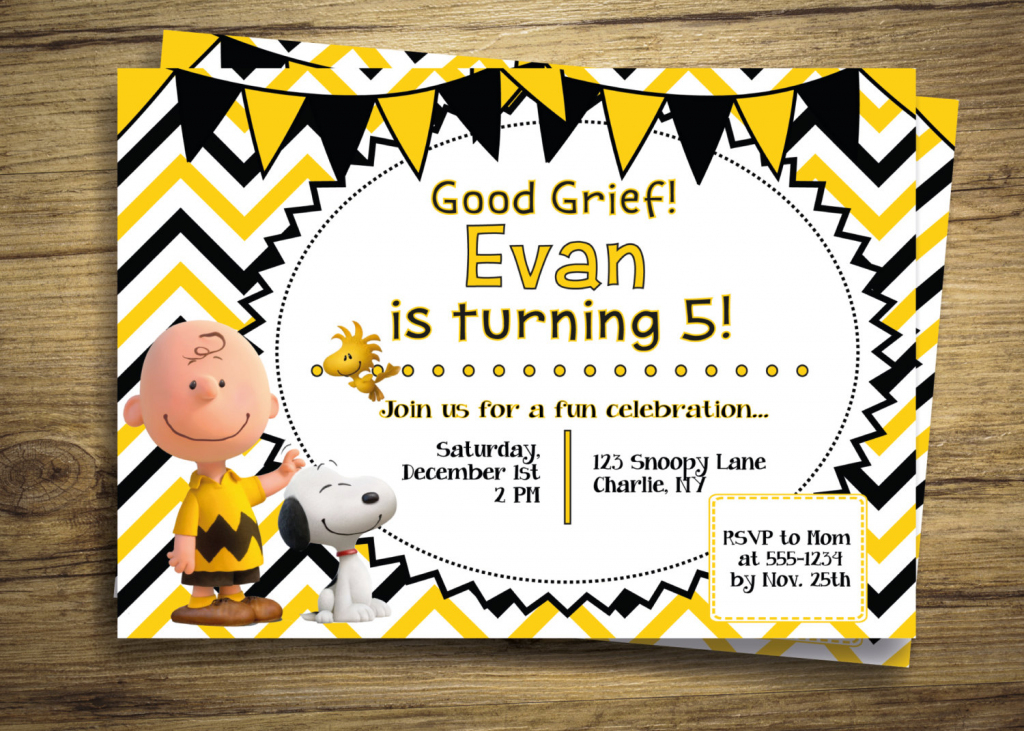 Charlie Brown &amp;amp; Snoopy Birthday Party Invitation Peanuts | Etsy | Snoopy Printable Birthday Cards