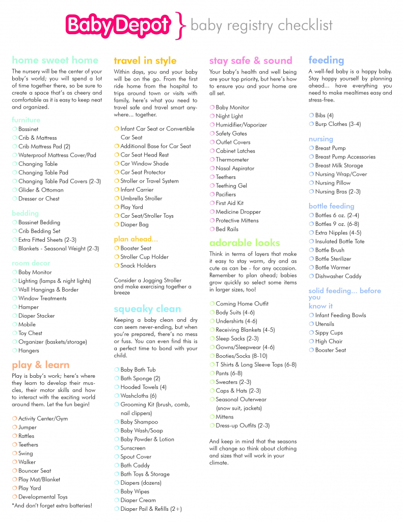 Checklist Template Samples Free Gift Card For Baby Registry Ideas | Babies R Us Printable Registry Cards