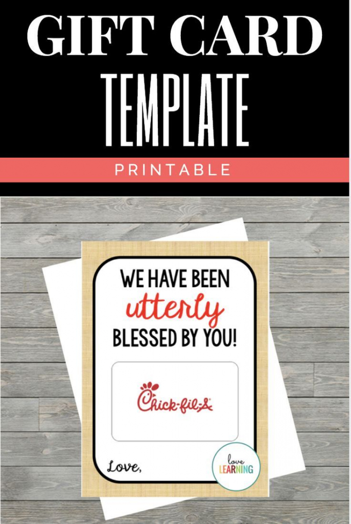 Chick Fil A Gift Card Holder: Instant Download | Chick Fil A Printable Gift Card