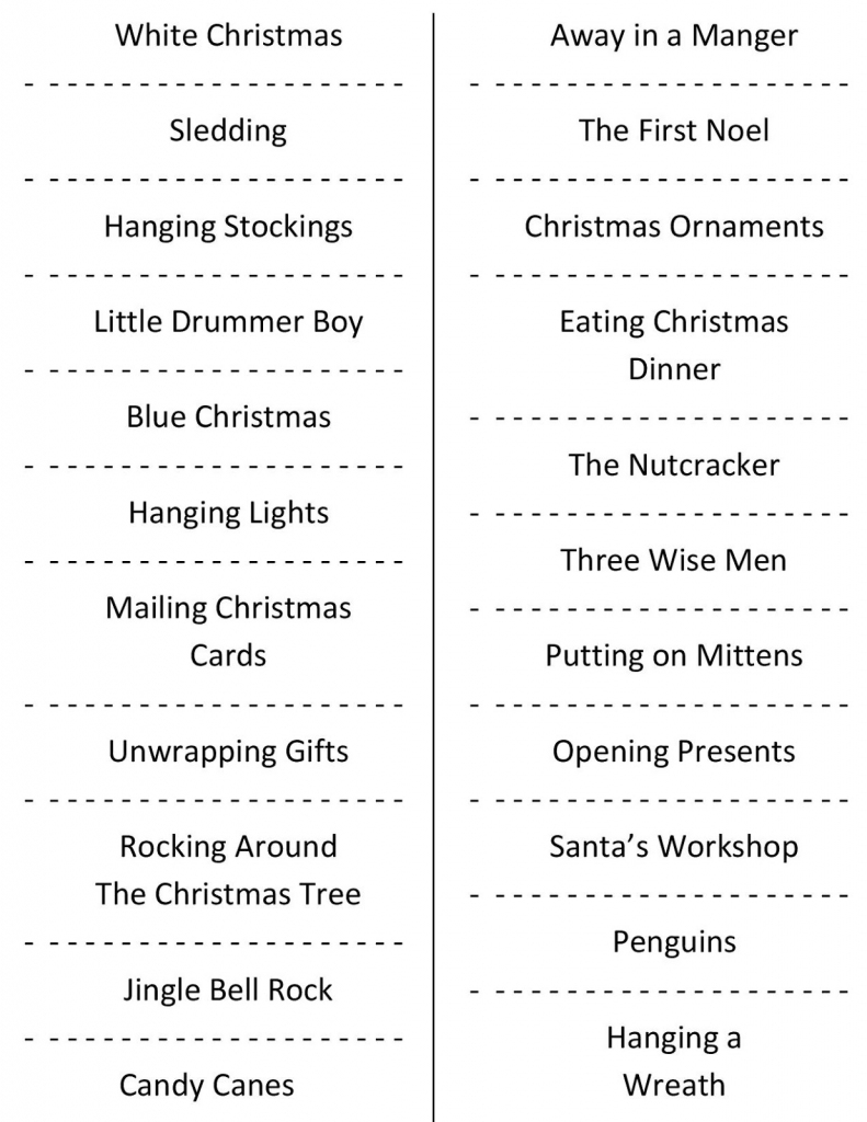 Christmas Charades (Free Printable Party Game) | Free Printable Christmas Charades Cards