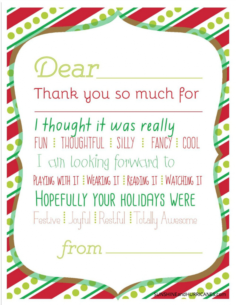 Christmas Printable Thank You Cards For Kids | Printable Christmas Thank You Cards