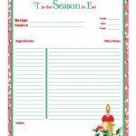 Christmas Recipe Card   Full Page | Printable Recipe Cards | Recipe | Printable Recipe Cards For Christmas