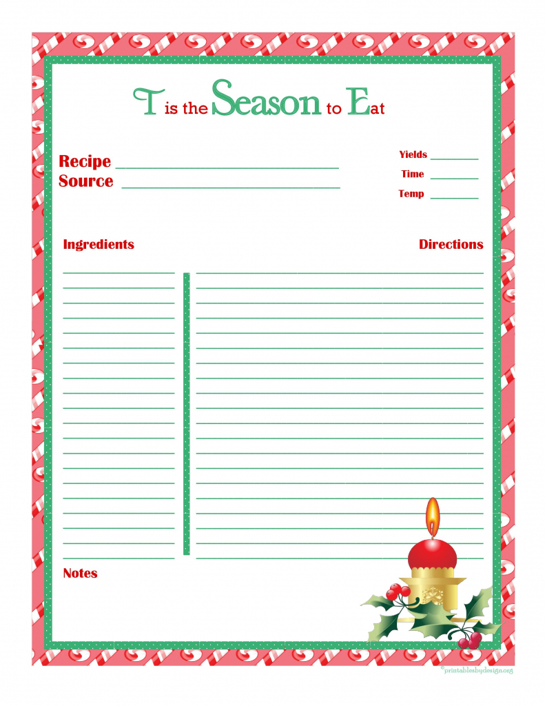 Christmas Recipe Card - Full Page | Printable Recipe Cards | Recipe | Printable Recipe Cards For Christmas